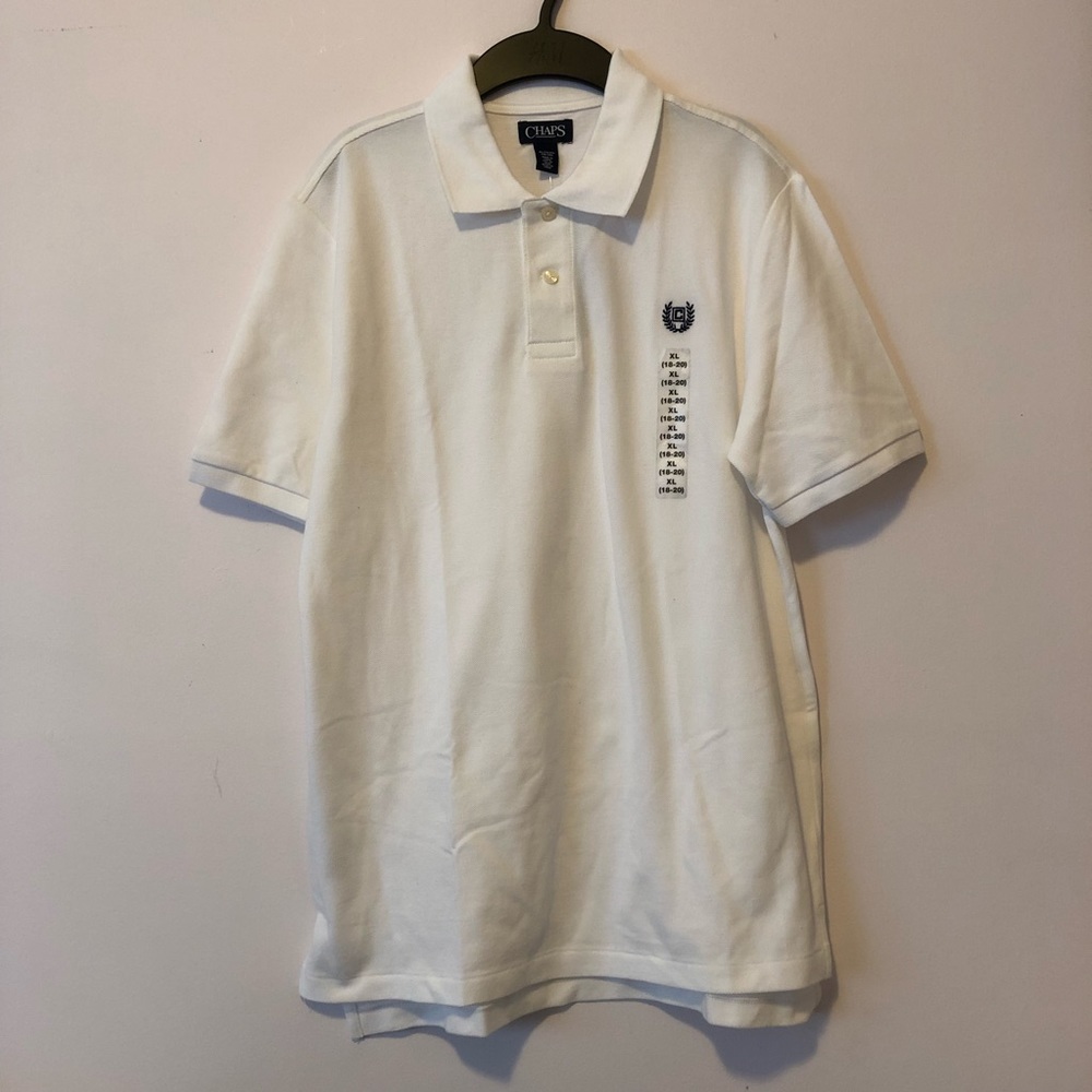 NWT Chaps Youth Solid White Collared Polo T-Shirt